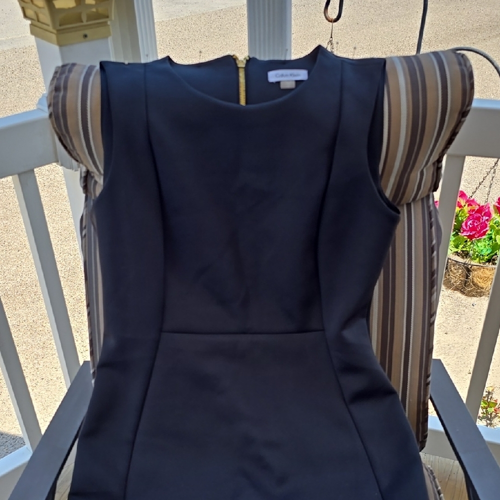 Calvin Klein Black Ribbed Sheath Midi Dress - Picture 4 of 13